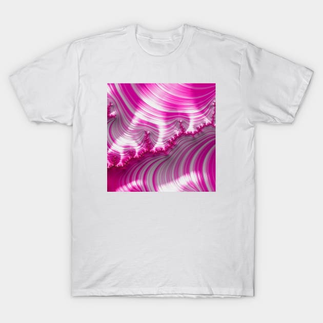 Fractal Art-Pink Striped Candy T-Shirt by Gsallicat